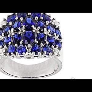 #276 4.49 CTW Lab Created Sapphire Rhodium over SS